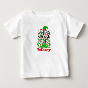 Namn Santa's Cutest Elf Hat Shoes Grönt Red T Shirt