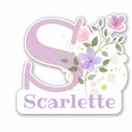 Namn Scarlette med bokstaven S dekal utskärning