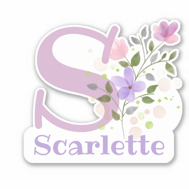Namn Scarlette med bokstaven S dekal utskärning (Framsida)