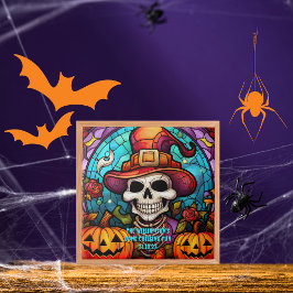 Namn Sentiment Year Spooky Skeleton Halloween Kakelplatta