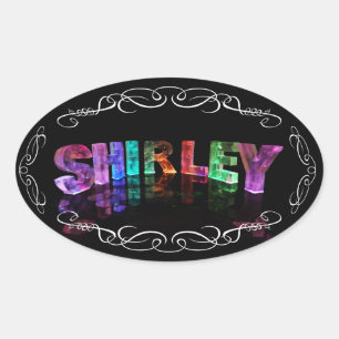 Namn Shirley - Namn i Ljus (fotografi) Ovalt Klistermärke