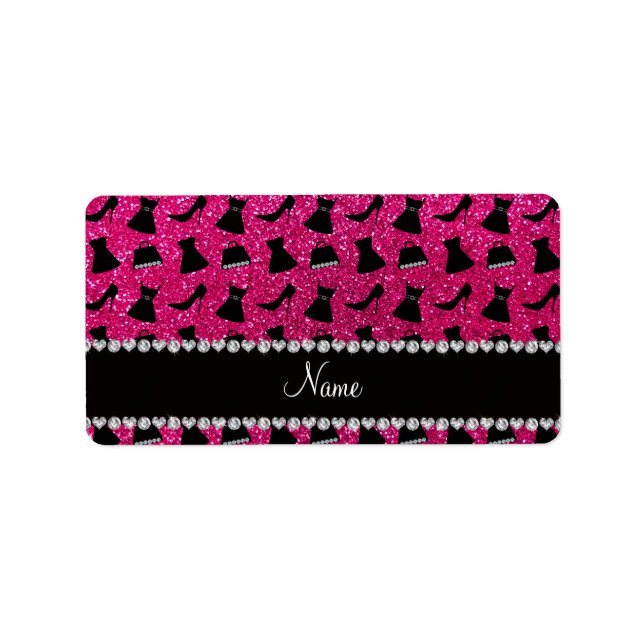 Namn, shock rosa högklackar, klänningsväskor adressetikett (Framsidan)