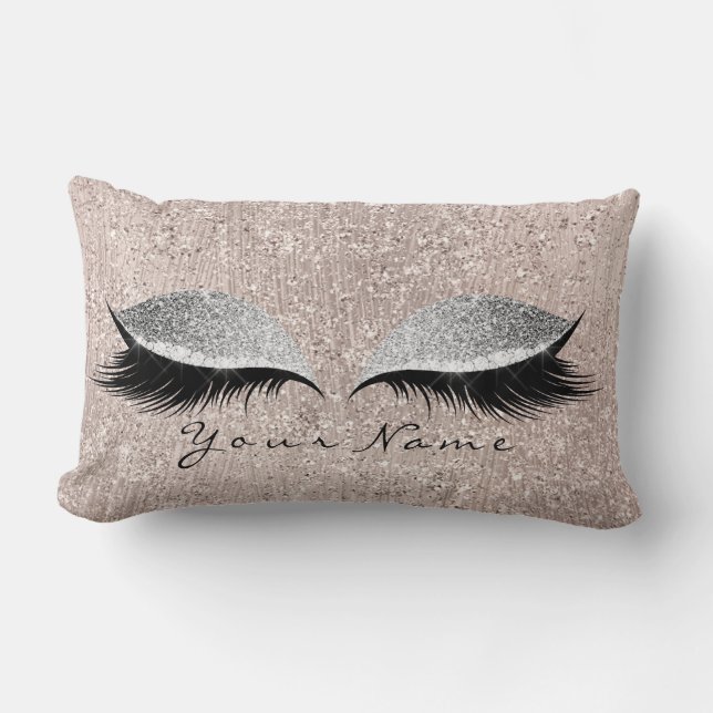 Namn Silver Svarta Öga, svart Glitter, elfte makeu Lumbarkudde (Framsida)