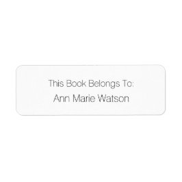 Namn Simple Black White Bookplate-etikett Returadress Etikett
