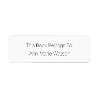 Namn Simple Black White Bookplate-etikett Returadress Etikett