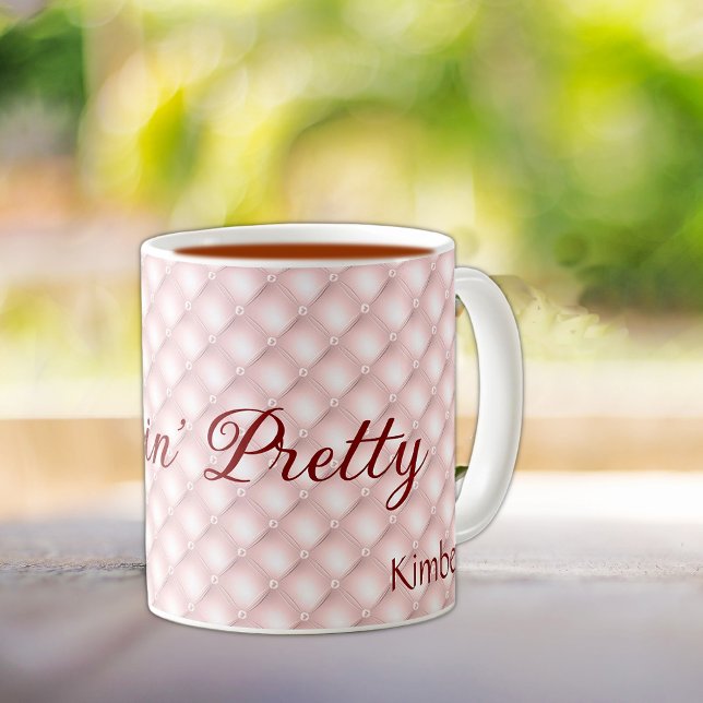 Namn, Sippins Söt Rosa Tuftad 11 oz kaffe Mugg (Skapare uppladdad)