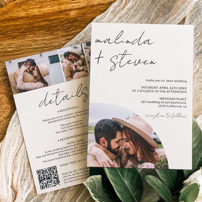 Namn-skript, bågbild 4, allt i ett bröllop inbjudningar (Skapare uppladdad)