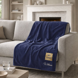 Namn-skript för företaget Navy Blue Corporate logo Fleecefilt