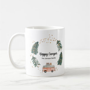Namn skript för lycklig Camper Cute Whimsical Fami Kaffemugg