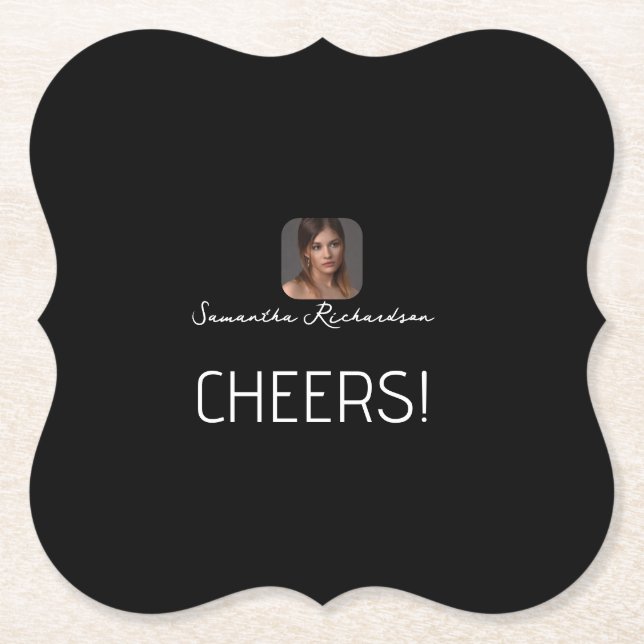 Namn-skript för svartvit Personlig Underlägg Papper (Framsida)