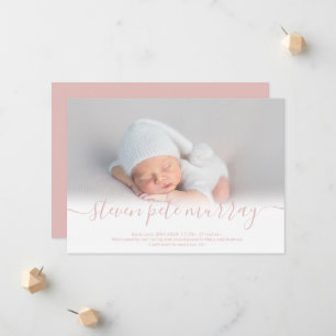 Namn-skript, hjärtfoto dammig rosa pojke baby föde meddelande