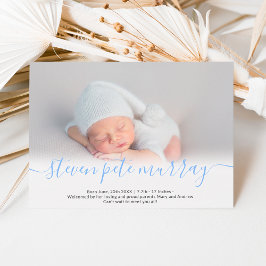 Namn-skript, hjärtfotoblå pojke baby meddelande