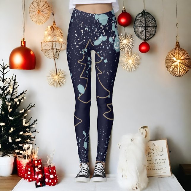 Namn-skript söt coola marin guld vit prick leggings (Skapare uppladdad)