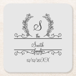 Namn-skriptlöv för Monogrammed Personlig-familjen Underlägg Papper Kvadrat