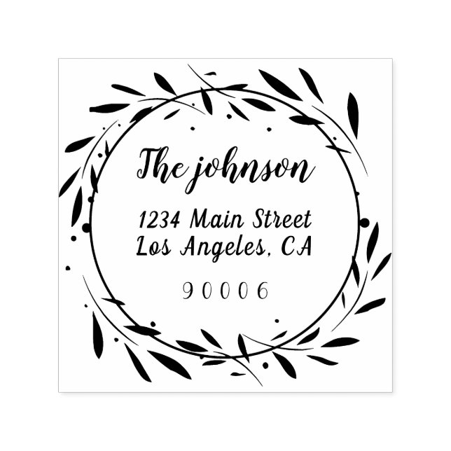 Namn-skriptReturadress för blommigt WAN-familjen Självfärgande Stämpel (Design)