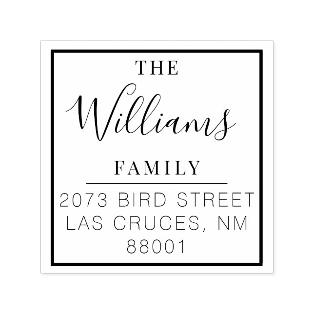 Namn-skriptReturadress i kvadratisk Anpassningsbar Självfärgande Stämpel (Design)