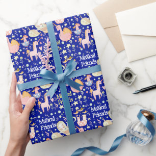 Namn, smal Sjöjungfru Unicorn Dragon Small Print Presentpapper