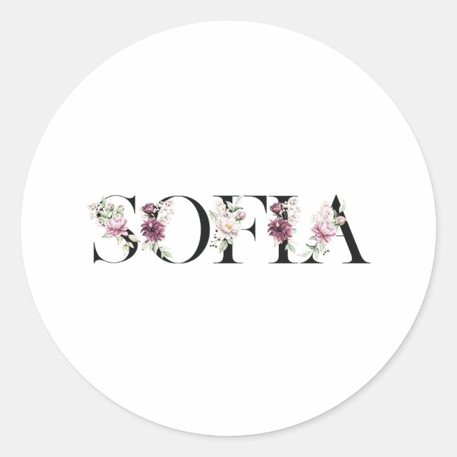 Namn Sofia. Runt Klistermärke (Framsida)