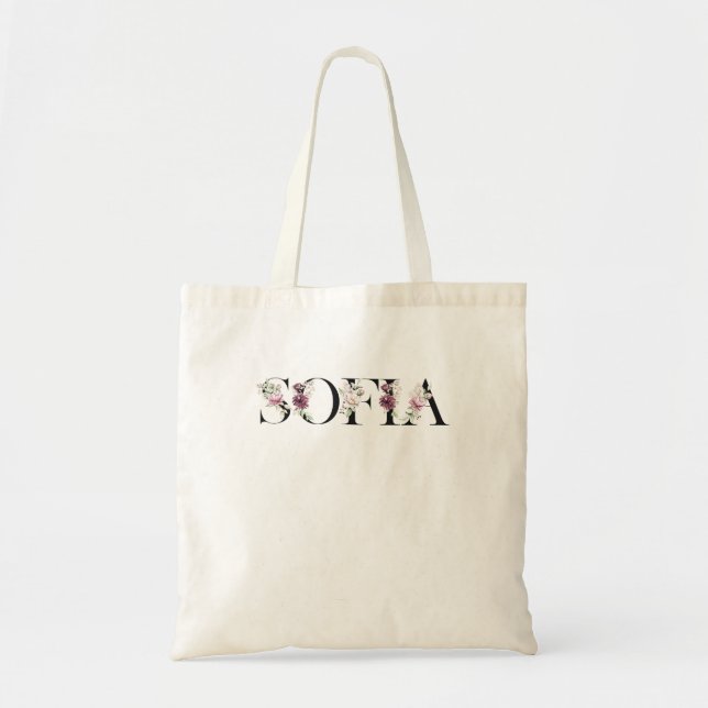Namn Sofia. Tygkasse (Framsidan)