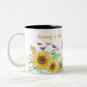 Namn solrosblomma vår Två-Tonad mugg