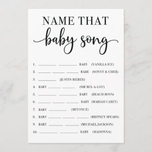Namn som Baby Sång Baby Shower Game Program