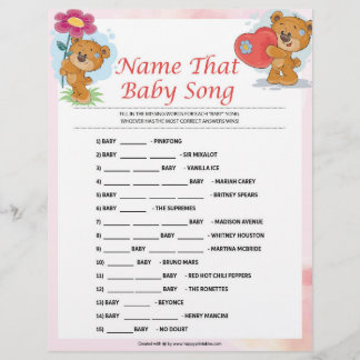 Namn som Baby Sång [Nallar] Brevhuvud