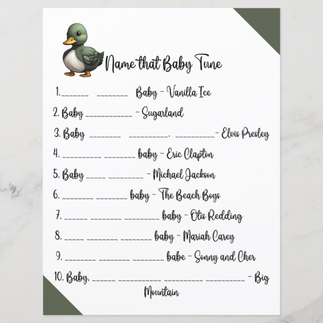 Namn som Baby Tune Baby Shower Game (Framsida)