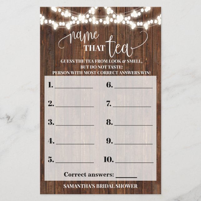 Namn som det Westerna spelkortet för Tea Möhippa Flygblad (Framsidan)