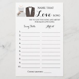 Namn som Kärlek Sång Bride & Groom Game Card Flygblad
