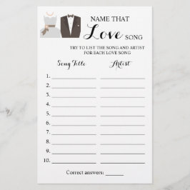 Namn som Kärlek Sång Bride & Groom Game Card Flygblad