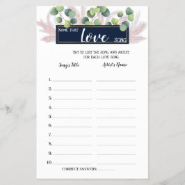 Namn som Kärlek Sång Pampas Grass Shower Game Card Flygblad