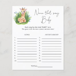 Namn som sång \ Giraffe temat babyduschspel