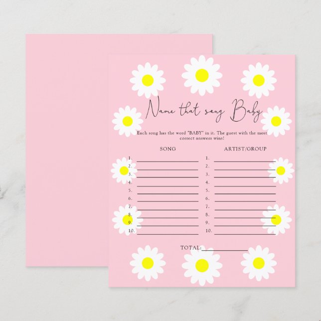 Namn som sång \ Wildblommes babyduschspel (Fram/baksida)