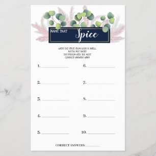 Namn som Spice PampasGrass BridalShower-spelkort Flygblad