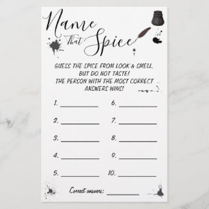 Namn som Spice Pen & Inkwell-spelkort Flygblad