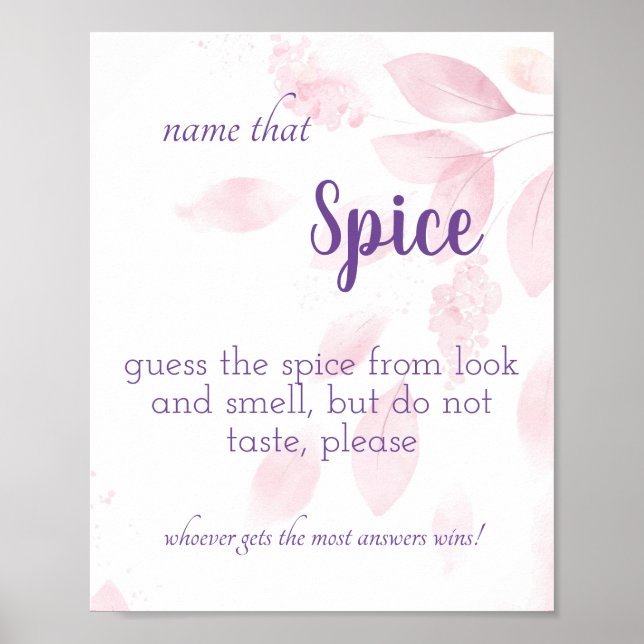Namn som Spice - Rosa Watercolor Poster (Framsidan)