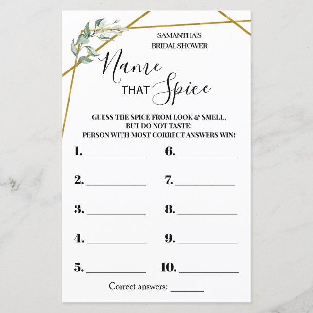 Namn som Spice tvåspråkig möhippa-spel (Framsida)