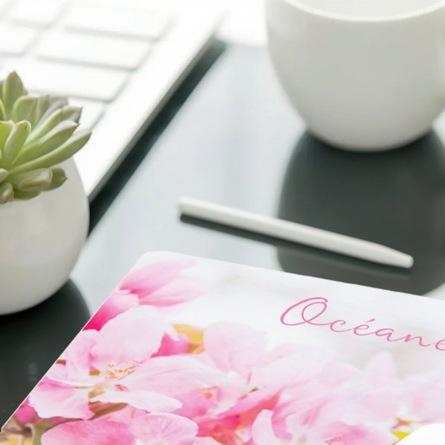 Namn Söt Rosa Blommar Mouse Pad Musmatta (Skapare uppladdad)