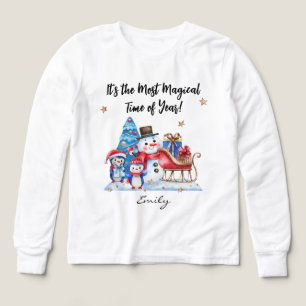 Namn    Söt Snöman, Pingviner Ungdom Långärmad T Shirt
