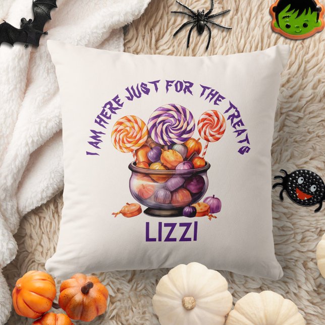Namn Spooky Pumpkin Lila Orange Kids Halloween Kudde (Skapare uppladdad)