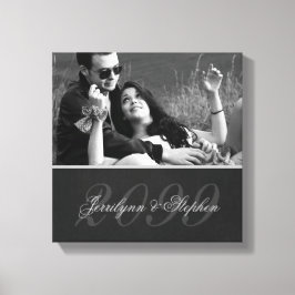 Namn SQUARE-foto för Grått-Mat-årsdag Canvastryck