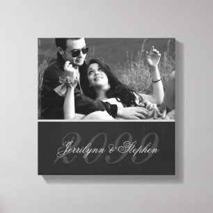 Namn SQUARE-foto för Grått-Mat-årsdag Canvastryck