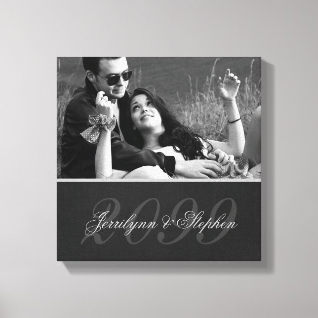 Namn SQUARE-foto för Grått-Mat-årsdag Canvastryck (Framsida)