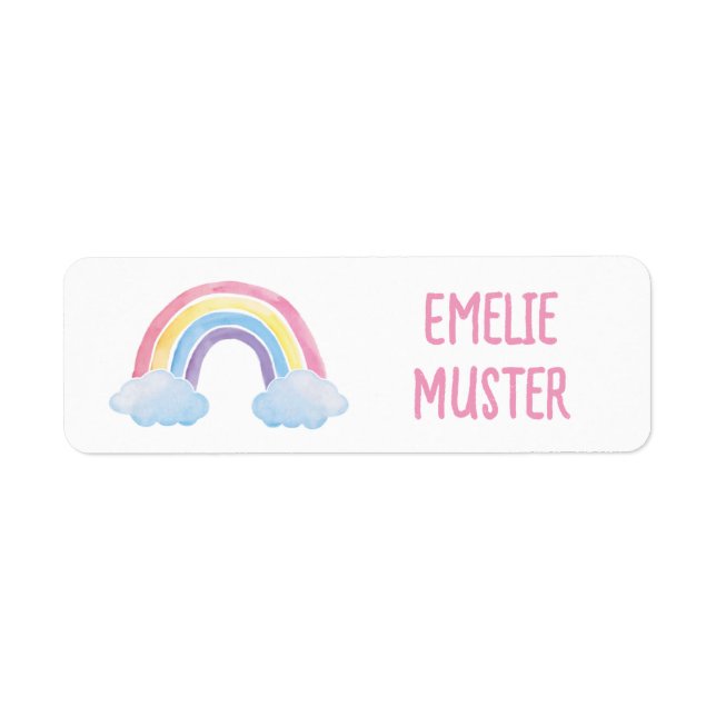 Namn Stickers white - vattencolor Rainbow Clouds Returadress Etikett (Framsidan)