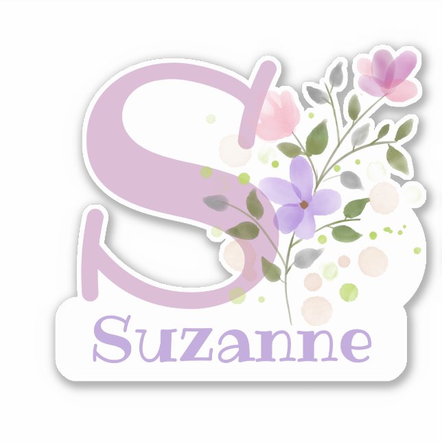 Namn Suzanne med bokstaven S dekal urklipp (Framsida)
