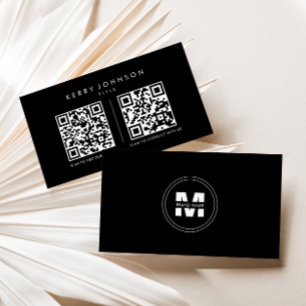 Namn, svart, formell minimalistisk, enkel QR-kod Visitkort