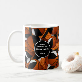 namn, svart, vitt basketlag färg tränare kaffemugg