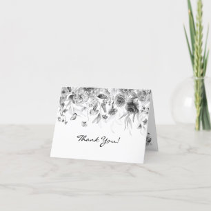 Namn, Svartvit Elegant, finkonst Blommigt Tack Kort