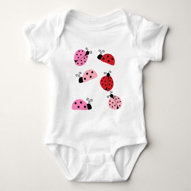Namn Sweet Cute Rosa Red Ladybug Tecknad T Shirt (Framsida)