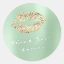 Namn Tack Kiss Guld Mint Grönt Makeup Runt Klistermärke